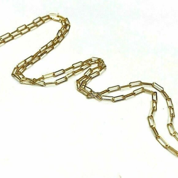 Solid 14K Yellow Gold 6x2mm Paper Clip Link Chain Necklace 16" - Picture 3 of 7